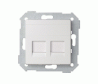 Placa de voz y datos plana con guardapolvo para 2 conectores RJ45 blanco mate Simon 82 Concept