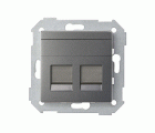 Placa de voz y datos plana con guardapolvo para 2 conectores RJ45 titanio Simon 82 Concept