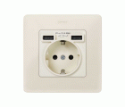 Tapa para la base de enchufe schuko con 2 cargadores USB tipo A 10,5W marfil Simon 82