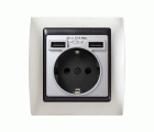 Tapa para la base de enchufe schuko con 2 cargadores USB tipo A 10,5W aluminio Simon 82