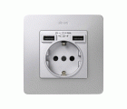 Tapa para la base de enchufe schuko con 2 cargadores USB tipo A 10,5W aluminio frio Simon 82