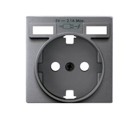 Tapa para la base de enchufe schuko con 2 cargadores USB tipo A 10,5W aluminio frio Simon 82