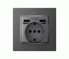 Tapa para la base de enchufe schuko con 2 cargadores USB tipo A 10,5W titanio Simon 82 Concept