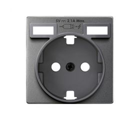 Tapa para la base de enchufe schuko con 2 cargadores USB tipo A 10,5W titanio Simon 82 Concept