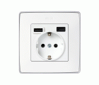 TAPA PARA LA BASE DE ENCHUFE SCHUKO CON 2 CARGADORES USB A + C 10,5W BLANCO SIMON 82