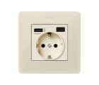 TAPA PARA LA BASE DE ENCHUFE SCHUKO CON 2 CARGADORES USB A + C 10,5W MARFIL SIMON 82