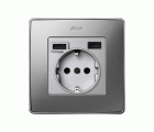 TAPA PARA LA BASE DE ENCHUFE SCHUKO CON 2 CARGADORES USB A + C 10,5W ALUMINIO SIMON 82