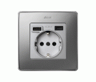 Tapa para la base de enchufe schuko con 2 cargadores USB A + C 10,5W aluminio Simon 82