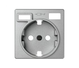 Tapa para la base de enchufe schuko con 2 cargadores USB A + C 10,5W aluminio Simon 82