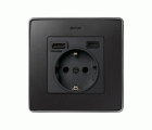TAPA PARA LA BASE DE ENCHUFE SCHUKO CON 2 CARGADORES USB A + C 10,5W GRAFITO SIMON 82