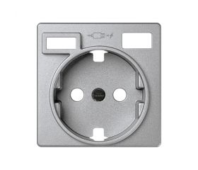 Tapa para la base de enchufe schuko con 2 cargadores USB A + C 10,5W aluminio frio Simon 82