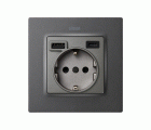 TAPA PARA LA BASE DE ENCHUFE SCHUKO CON 2 CARGADORES USB A + C 10,5W TITANIO SIMON 82 CONCEPT