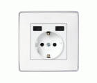 TAPA BASE ENCHUFE SCHUKO CON 2 USB C+C BLANCO SIMON 82