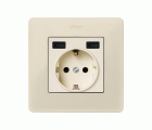 TAPA BASE ENCHUFE SCHUKO CON 2 USB C+C MARFIL SIMON 82