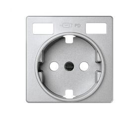 Tapa base enchufe schuko con 2 USB C+C aluminio mate Simon 82