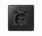 TAPA BASE ENCHUFE SCHUKO CON 2 USB C+C GRAFITO SIMON 82