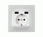TAPA BASE ENCHUFE SCHUKO CON 2 USB C+C BLANCO MATE SIMON 82