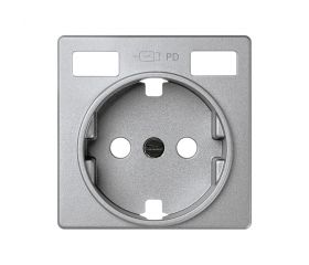 Tapa base enchufe schuko con 2 USB C+C aluminio Simon 82