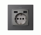 TAPA BASE ENCHUFE SCHUKO CON 2 USB C+C TITANIO SIMON 82