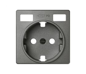Tapa base enchufe schuko con 2 USB C+C Titanio Simon 82