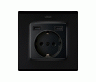 TAPA BASE ENCHUFE SCHUKO CON 2 USB C+C NEGRO MATE SIMON 82