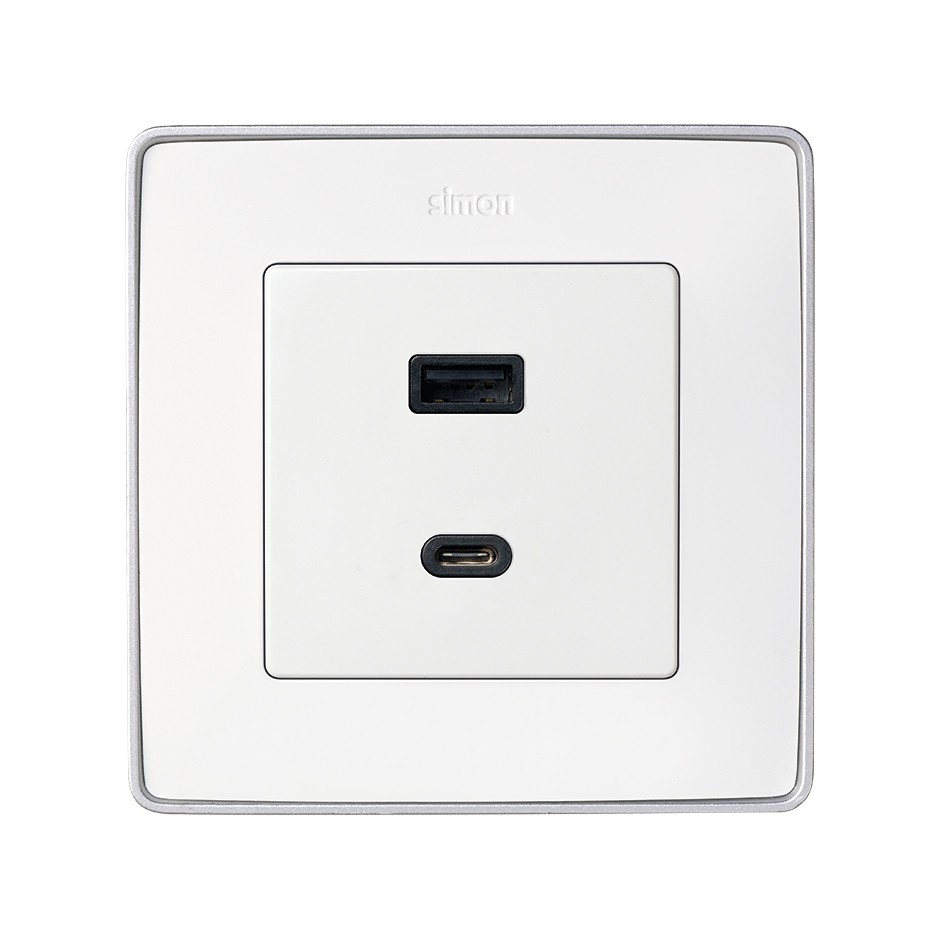 PLACA PARA CARGADOR USB A+C QUICKCHARGE BLANCO SIMON 82
