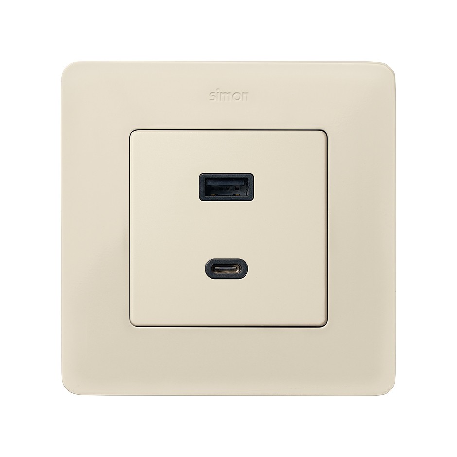 PLACA PARA CARGADOR USB A+C QUICKCHARGE MARFIL SIMON 82