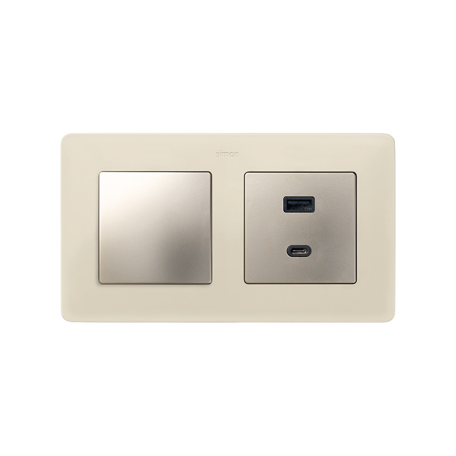 PLACA PARA CARGADOR USB A+C QUICKCHARGE CAVA SIMON 82
