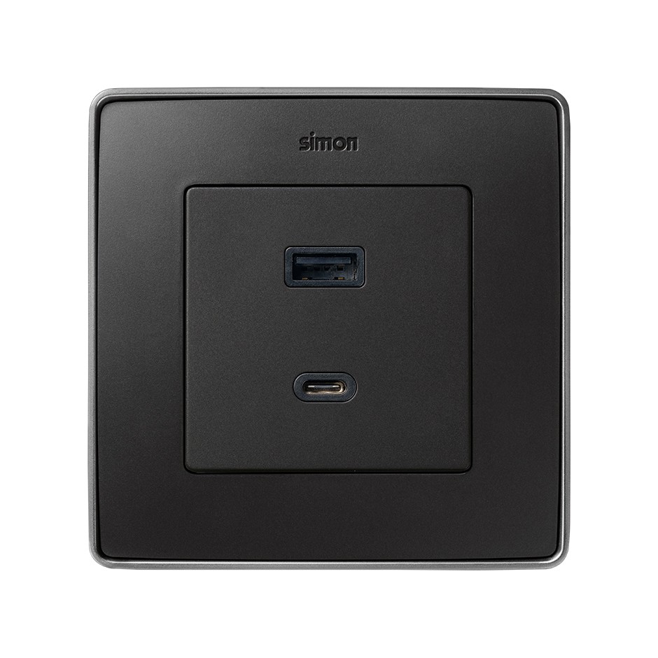 PLACA PARA CARGADOR USB A+C QUICKCHARGE GRAFITO SIMON 82