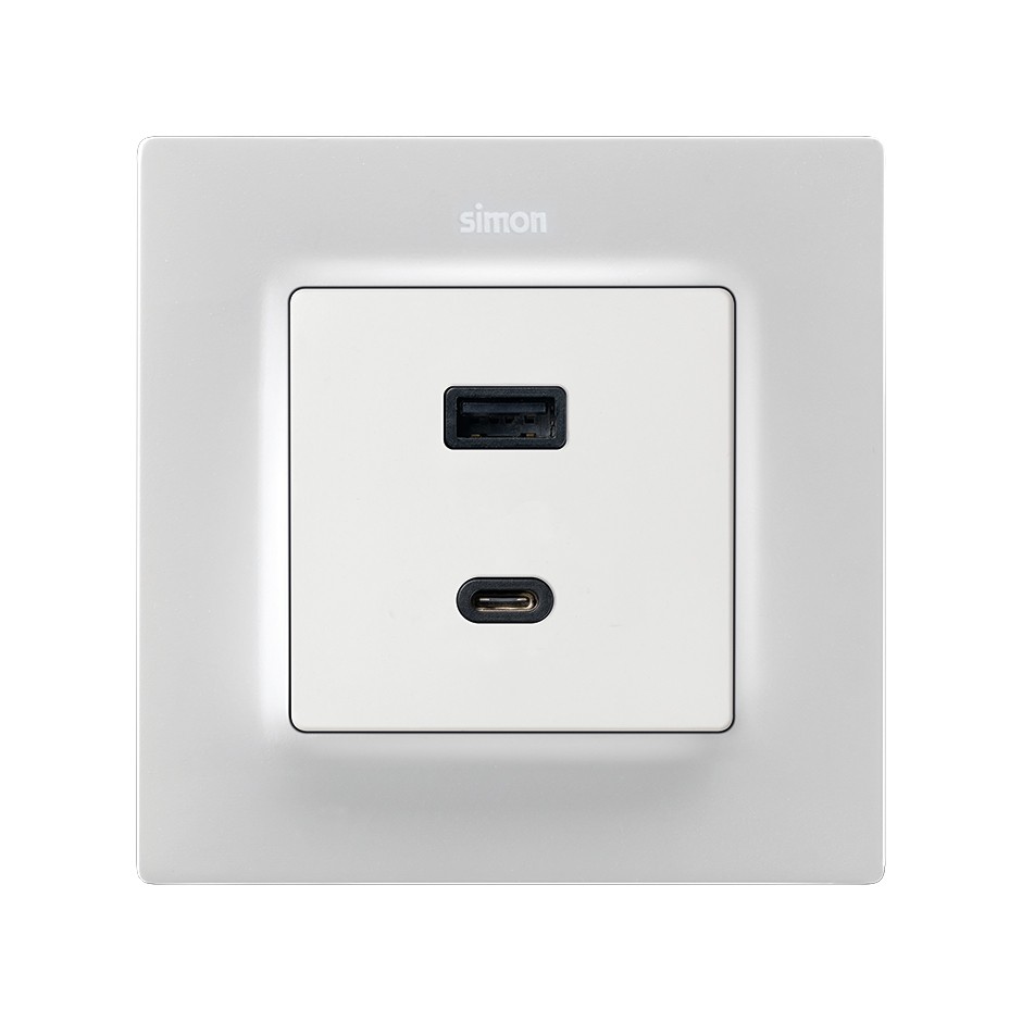 PLACA PARA CARGADOR USB A+C QUICKCHARGE BLANCO MATE SIMON 82 CONCEPT