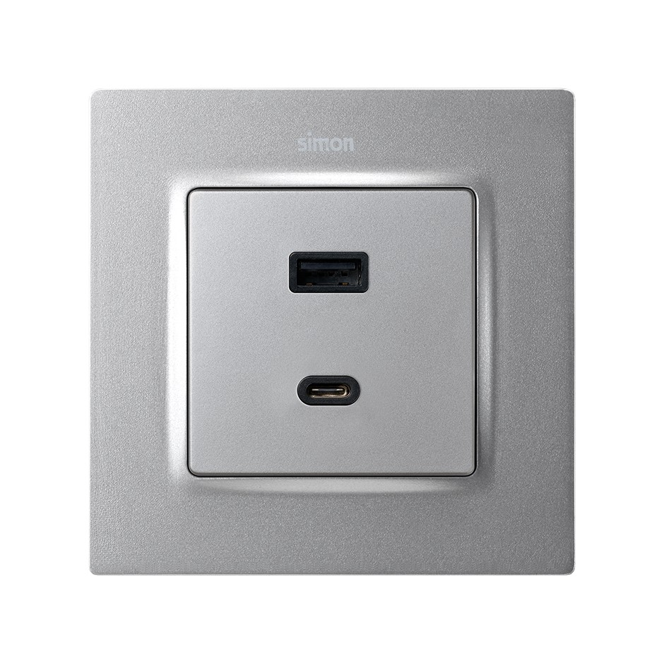PLACA PARA CARGADOR USB A+C QUICKCHARGE ALUMINIO SIMON 82 DETAIL