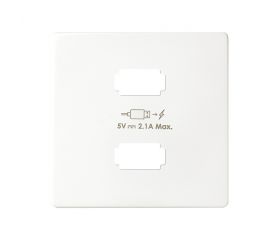 Placa para cargador USB 2 conectores 5Vdc 2.1A tipo A blanco Simon 82