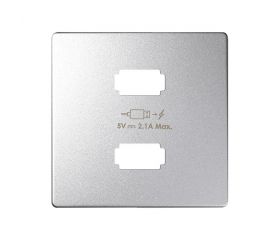 Placa para cargador USB 2 conectores 5V/DC 2.1A tipo A aluminio Simon 82 Detail