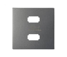 Placa para cargador USB 2 conectores 5Vdc 2.1A titanio Simon 82 Concept