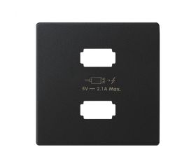 Placa para cargador USB 2 conectores 5Vdc 2.1A negro mate Simon 82 Concept