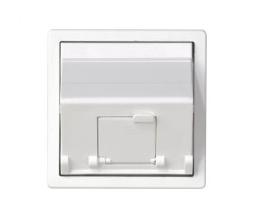 Placa de voz y datos inclinada con guardapolvo para 1 conector RJ45 blanco Simon 82