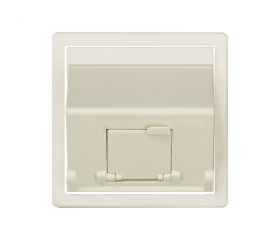 Placa de voz y datos inclinada con guardapolvo para 1 conector RJ45 marfil Simon 82