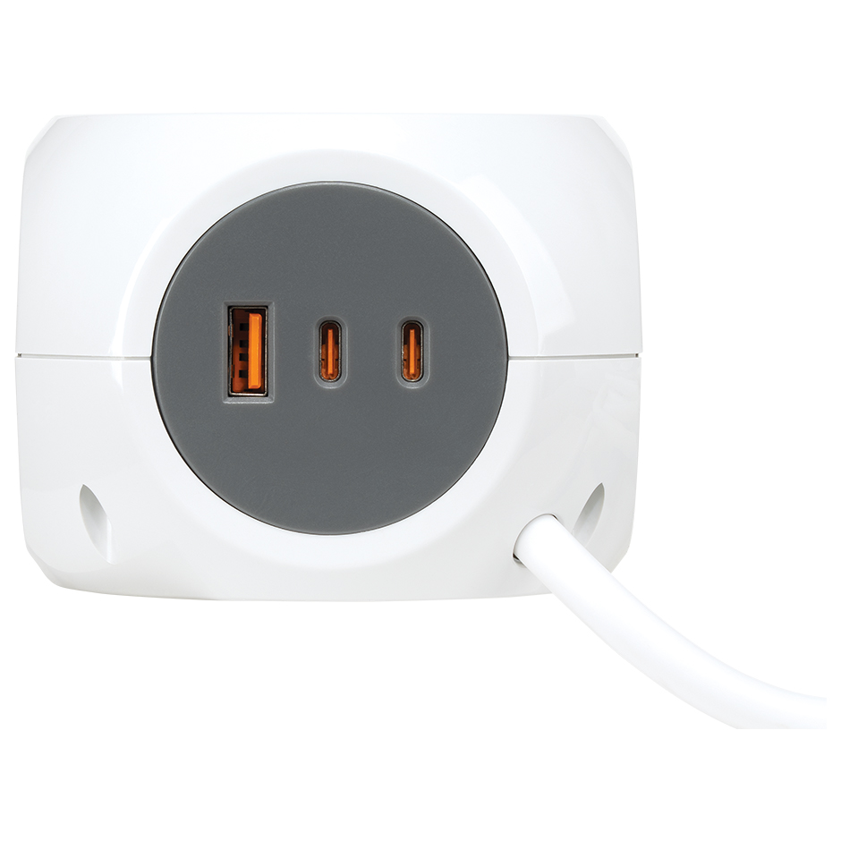 BASE MÚLTIPLE COMBIBALL CON 3 TOMAS + 1 USB A + 2 USB C 30W