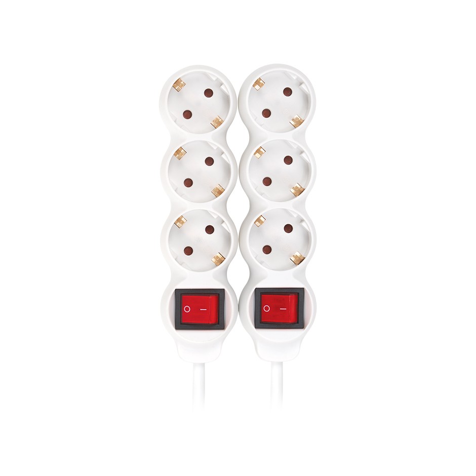 PACK 2U BASE 3 TOMAS TT INTERRUPTOR CABLE 1,5M 3G1.5 BLANCO