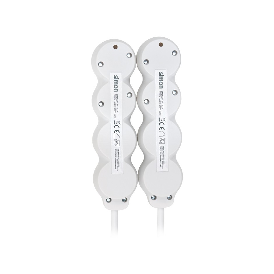 PACK 2U BASE 3 TOMAS TT INTERRUPTOR CABLE 1,5M 3G1.5 BLANCO