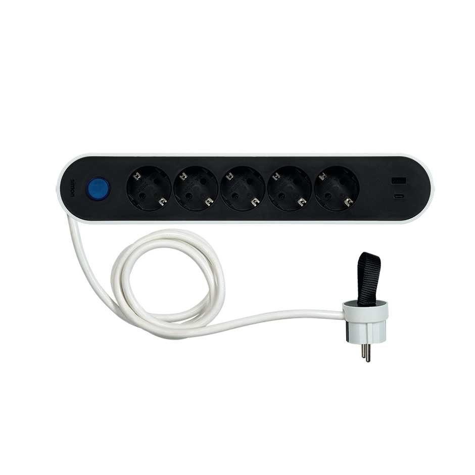 BASE MÚLTIPLE SIMON PLUG 5 TOMAS + 2 USB SIMON