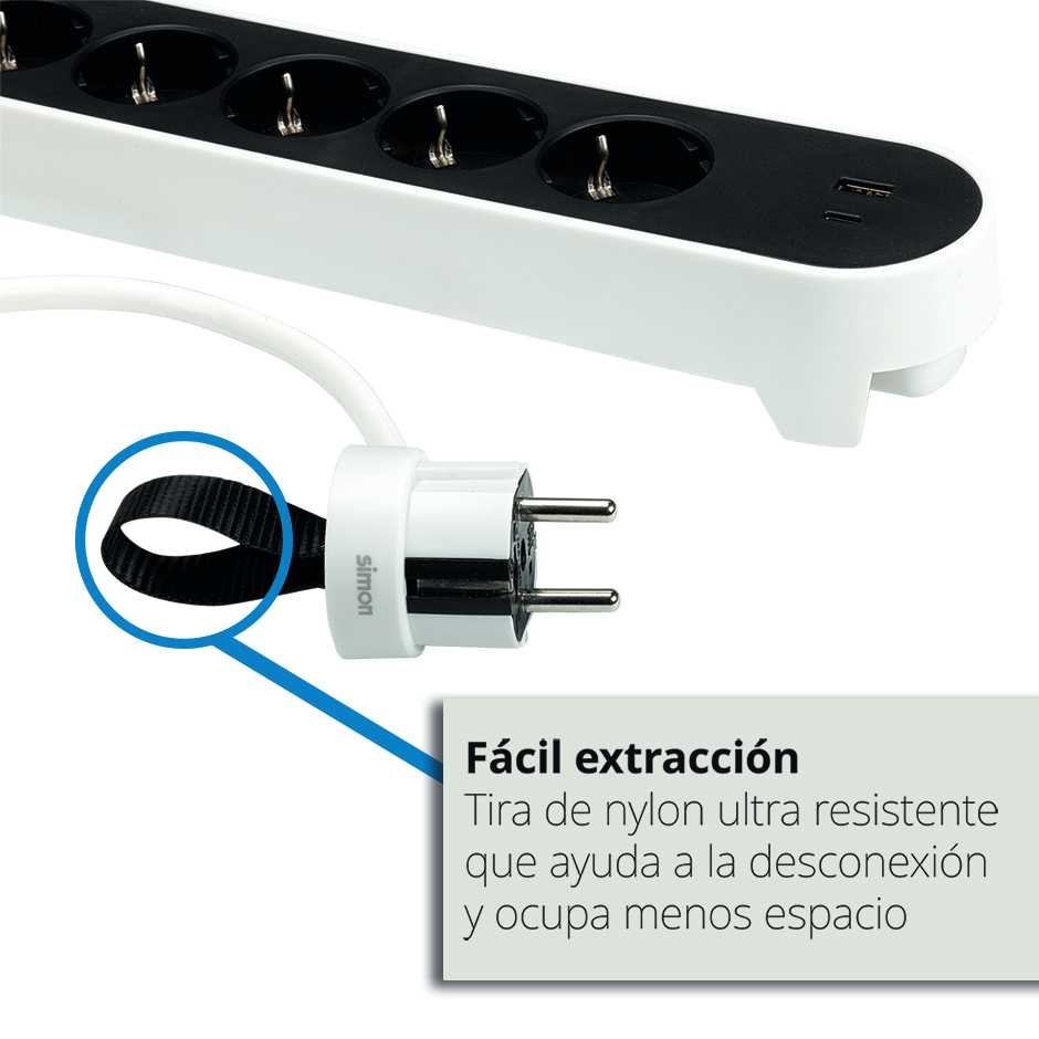 BASE MÚLTIPLE SIMON PLUG 5 TOMAS + 2 USB SIMON