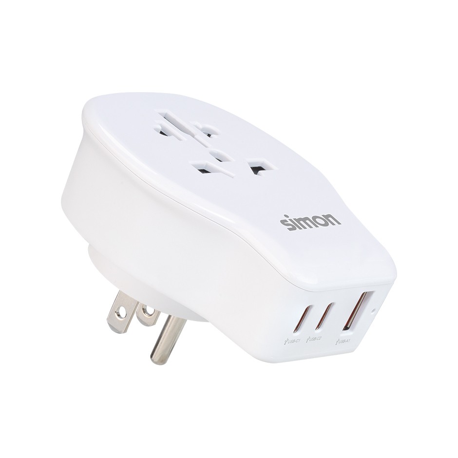 ADAPTADOR DE VIAJE UNIVERSAL PARA US USB A + 2 USB C 20W SIMON