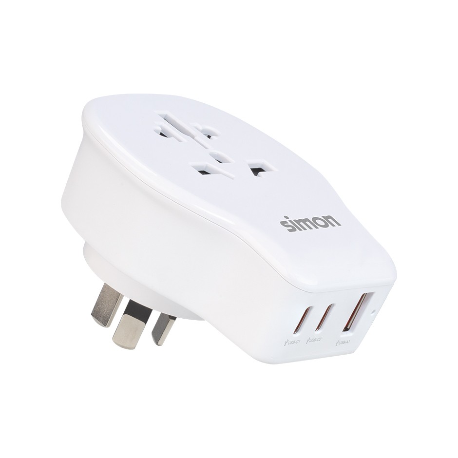 ADAPTADOR DE VIAJE UNIVERSAL PARA CHINA USB A + 2 USB C 20W SIMON