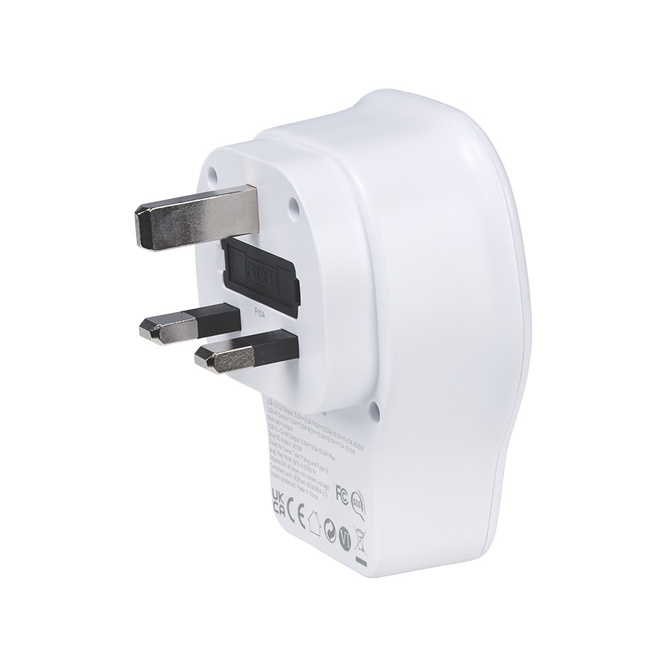 ADAPTADOR DE VIAJE UNIVERSAL PARA REINO UNIDO USB A + 2 USB C 20W SIMON
