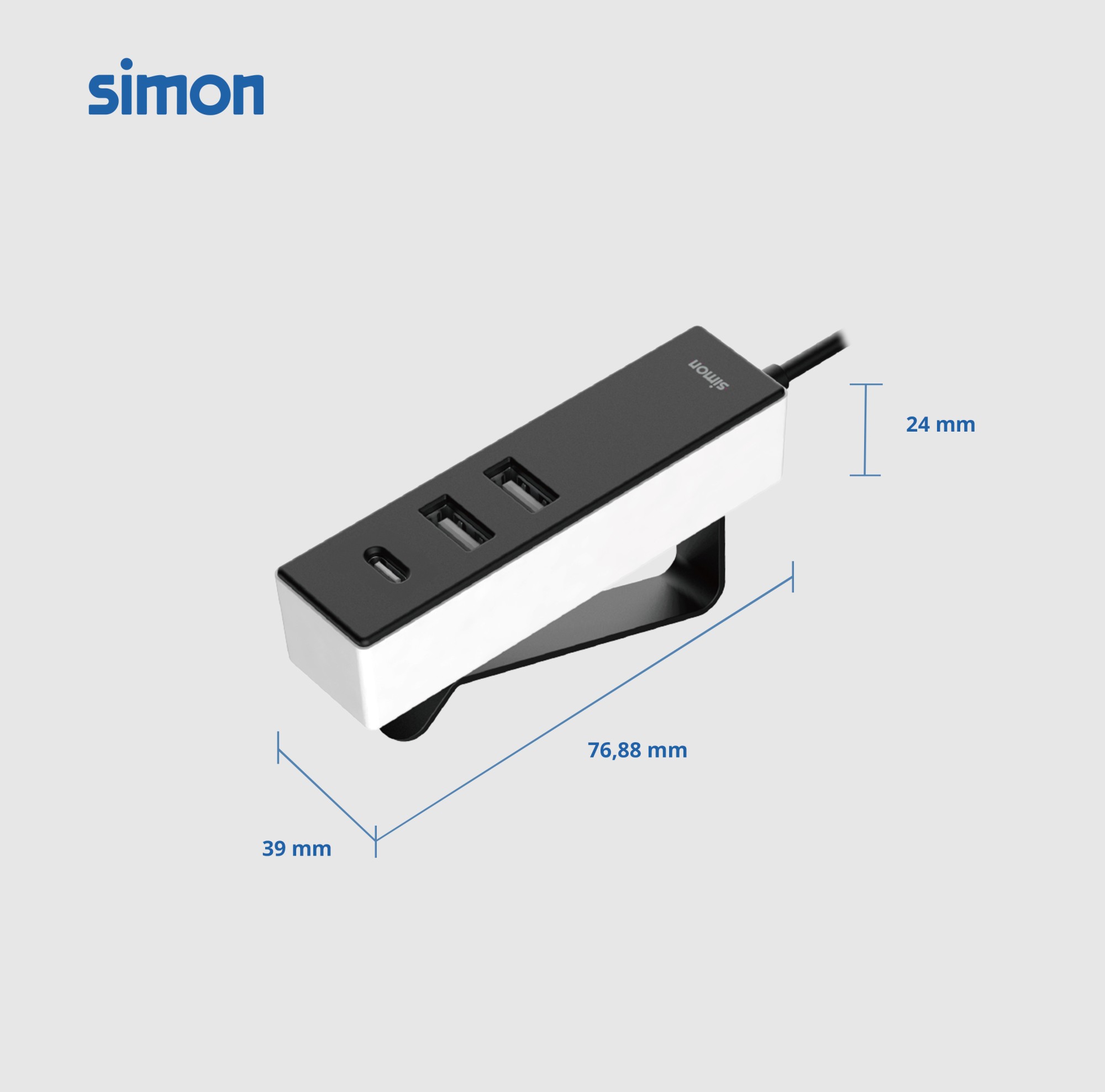 ADAPTADOR 3 USB A CON FIJACIÓN  SIMON