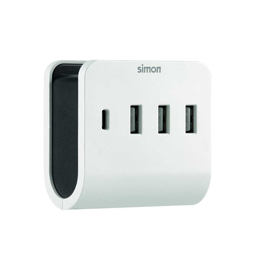 ADAPTADOR 3 USB A + 1 USB C CON SOPORTE PARA SMARTPHONE SIMON