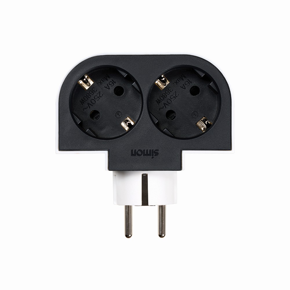 ADAPTADOR GIRATORIO 180 GRADOS PLUG III 2 TOMAS 16A 250V