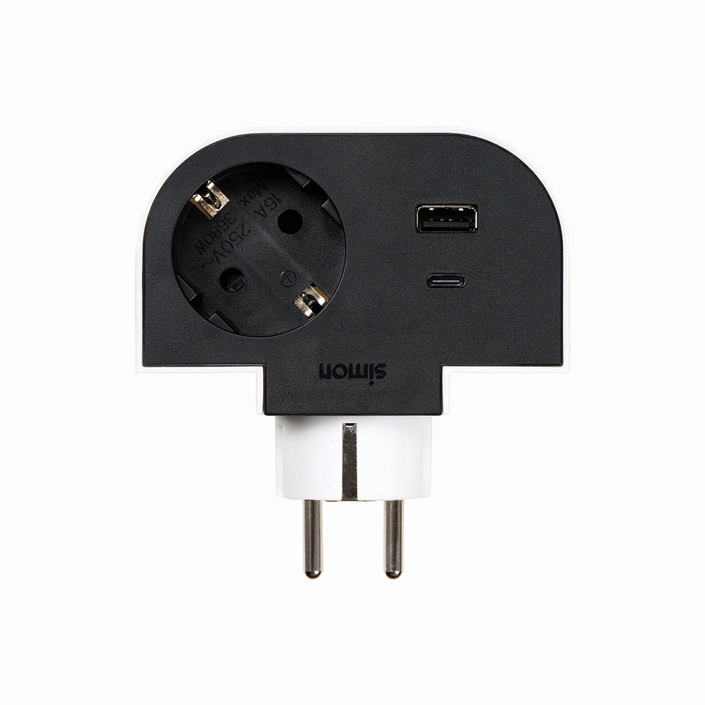 ADAPTADOR GIRATORIO 180 GRADOS PLUG III 1 TOMA + USB A + USB C 30W