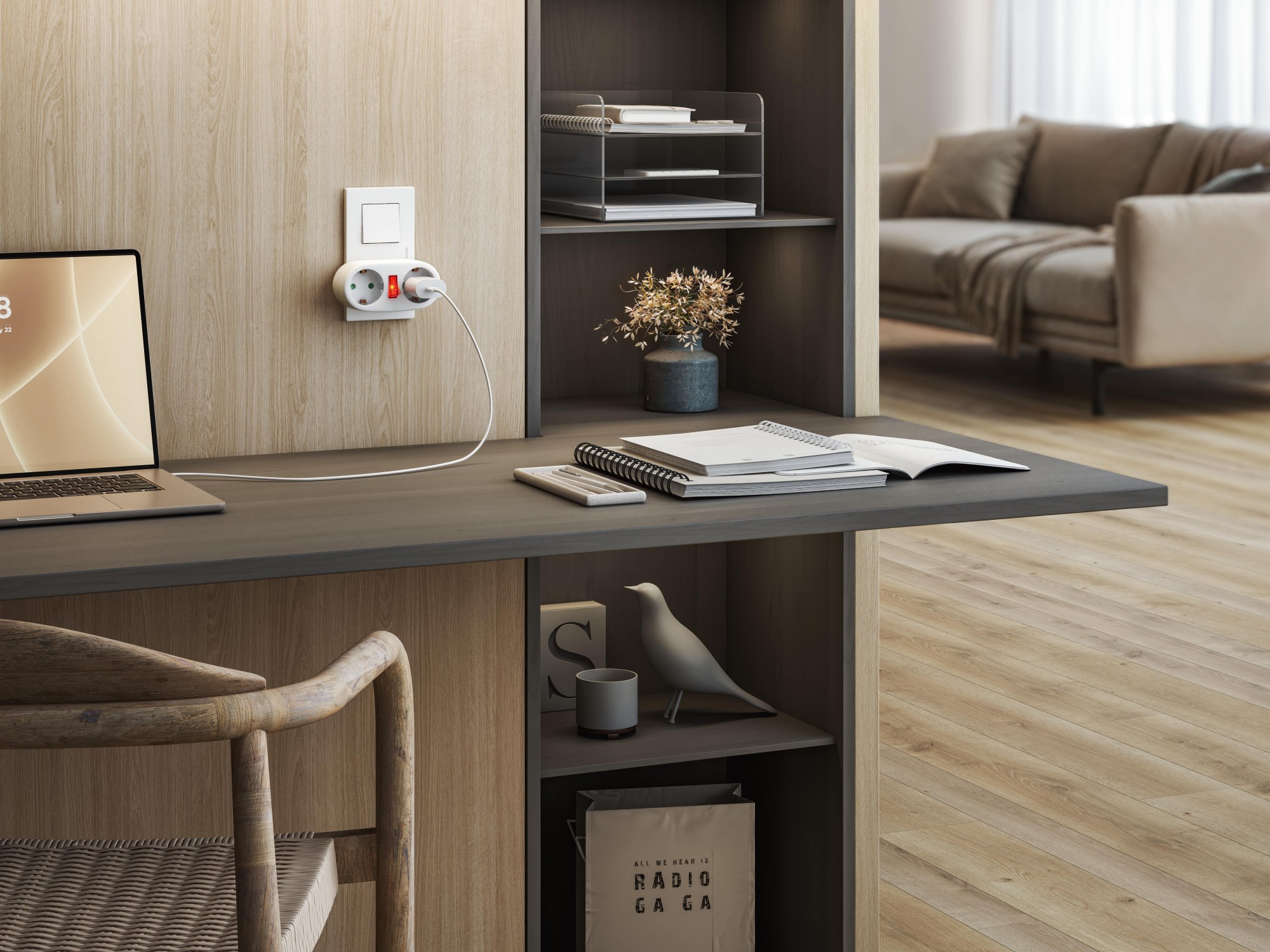 ADAPTADOR 2 TOMAS FRONTAL INTERRUPTOR